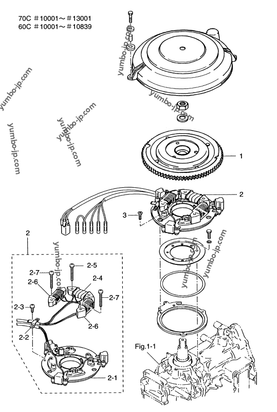 Diagram for: MAGNETO (OLD) for TOHATSU NS70C (70 hp) outboard motor
