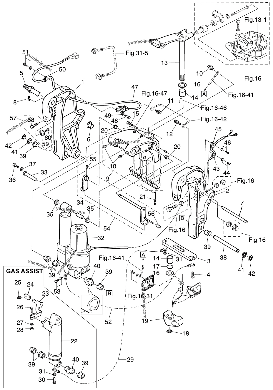 Крепления (2) Устройство усилителя подъёма (изменение угла) мотора